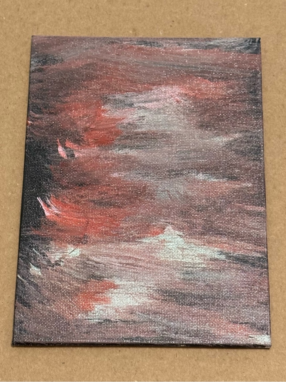 Painting Acrylic Art Abstract Original Unique 4x6 Darkness Moody Blunt Canvas